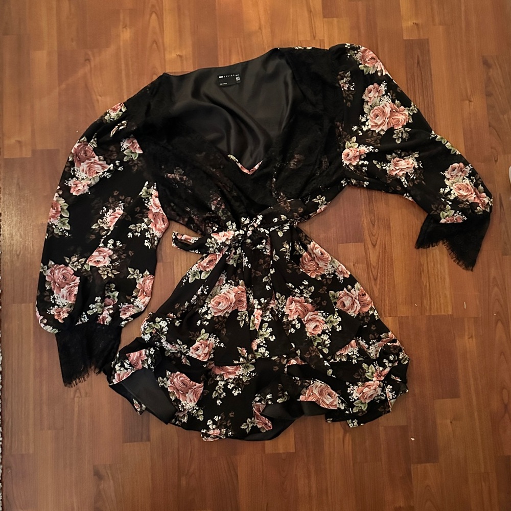 ASOS Black flower mini dress